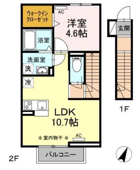 D-HILLS三方原(1LDK/2階)の間取り写真