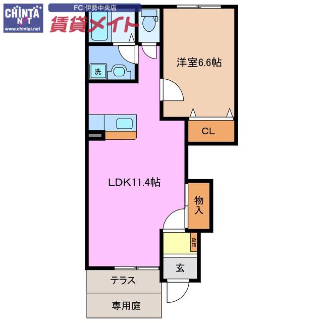 ヴェールメゾン(1LDK/1階)の間取り写真