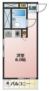 リバティハイツ要町(ワンルーム/2階)の間取り写真