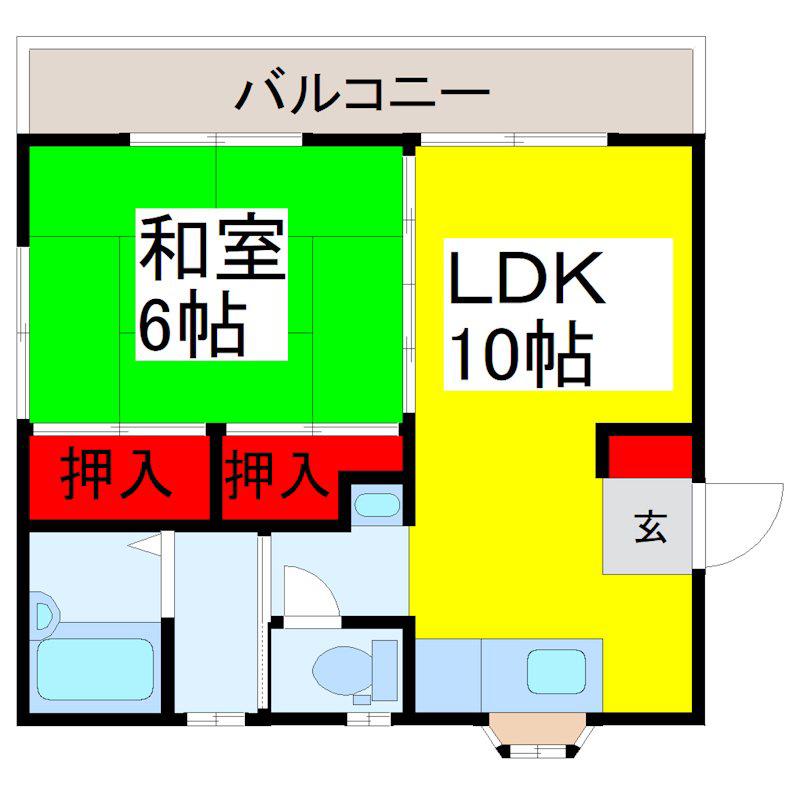レジデンスフォー(2DK/2階)の間取り写真