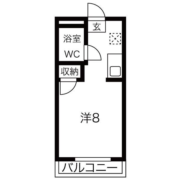 レークヒル小森(1K/2階)の間取り写真