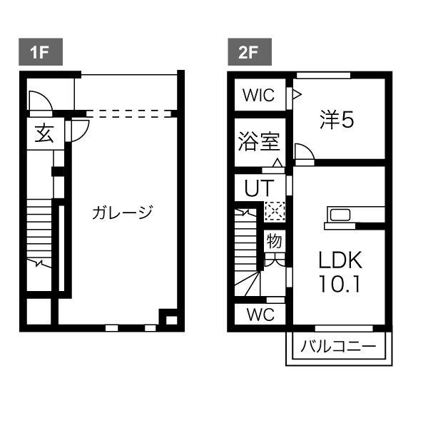ETERFORT B棟(1LDK/1階)の間取り写真