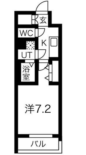 ワールドアイ名古屋城北(1K/2階)の間取り写真