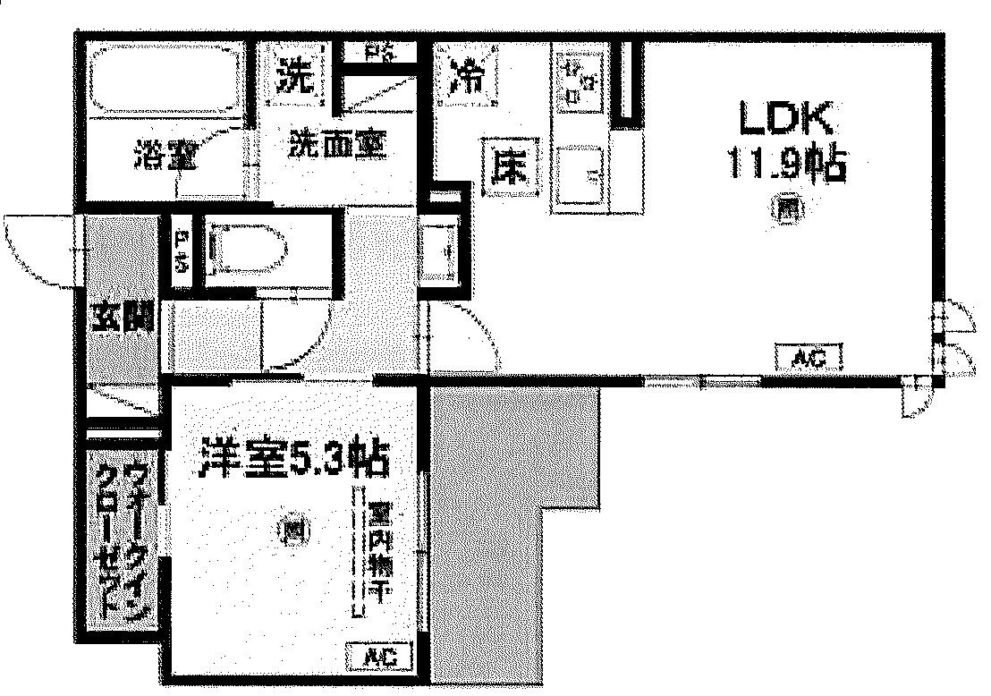トリシア千躰(1LDK/3階)の間取り写真