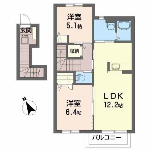 プラナス西桜町(2LDK/2階)の間取り写真