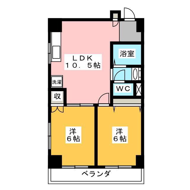 ヴェリテ武蔵関(2LDK/3階)の間取り写真
