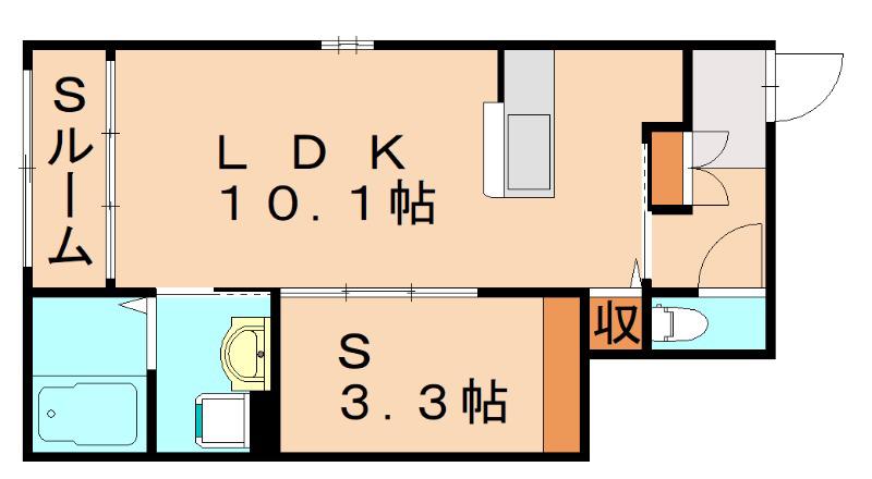 サンフィールド(1LDK/1階)の間取り写真