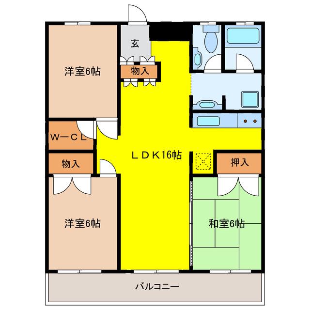 ナガラアンクレー(3LDK/5階)の間取り写真