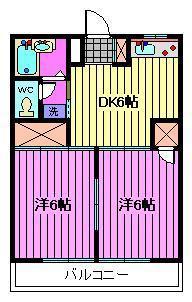 シティハイツ池上(2DK/2階)の間取り写真