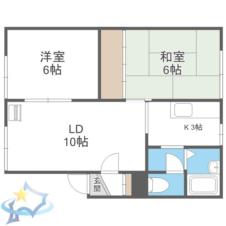 プリメーラ南円山(2LDK/2階)の間取り写真