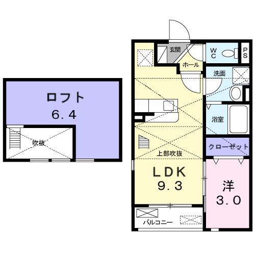 フィオレ・コートIII(1LDK/2階)の間取り写真