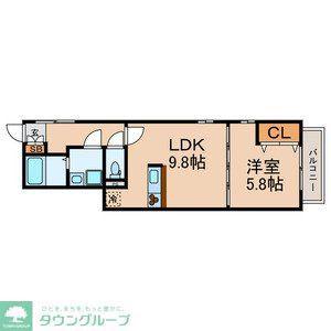 AMOUR UMEJIMA(1LDK/1階)の間取り写真