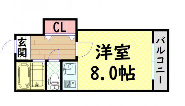 グランドール長堀(ワンルーム/6階)の間取り写真