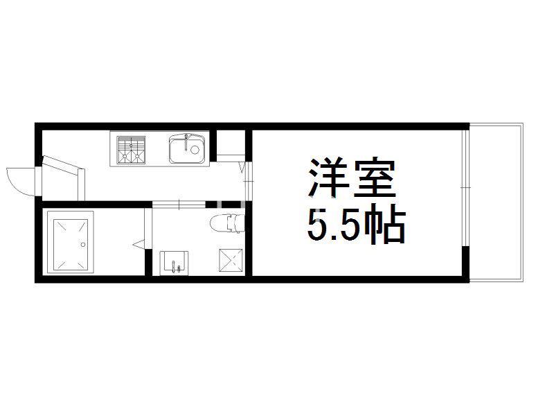 七条西大路メゾン(1K/2階)の間取り写真