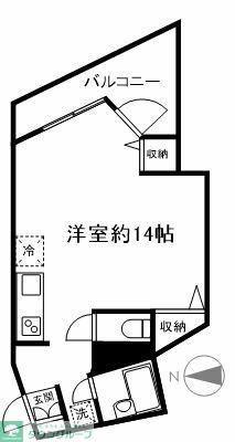 クレール弥生(ワンルーム/2階)の間取り写真