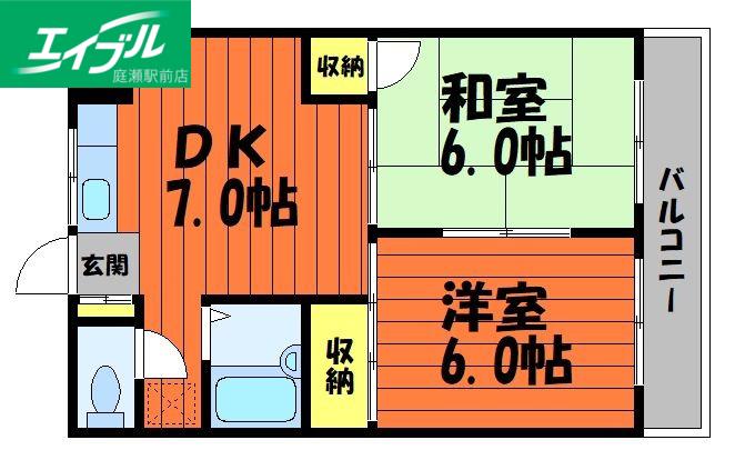 えきまえマンション(2DK/2階)の間取り写真