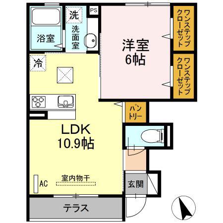 フルールベルテ二番館(1LDK/1階)の間取り写真