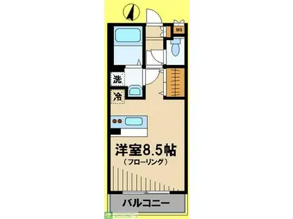 プティ リヴィエール(ワンルーム/2階)の間取り写真