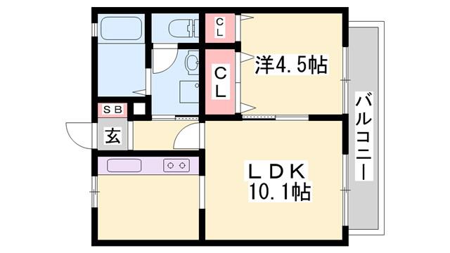 メゾンフリューゲルA・B(1LDK/2階)の間取り写真