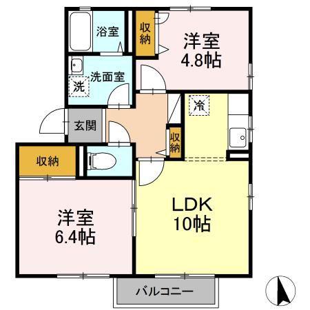 ヴィクトリータウンB(2LDK/2階)の間取り写真