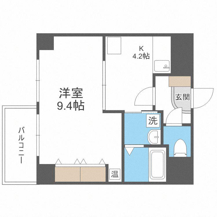WILL DO堺筋本町(1DK/8階)の間取り写真