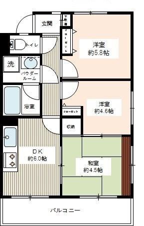 クリオ上大岡伍番館(3DK/3階)の間取り写真
