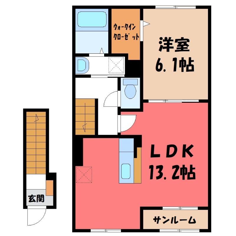 グリーンパーク セレノ(1LDK/2階)の間取り写真