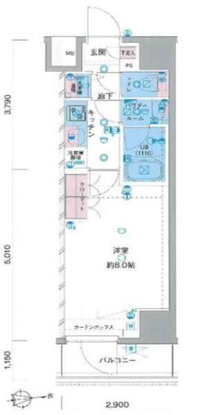 GENOVIA鷺ノ宮SKYGARDEN(1K/3階)の間取り写真