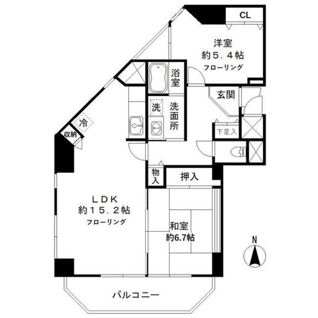 クレスト和泉(2LDK/2階)の間取り写真