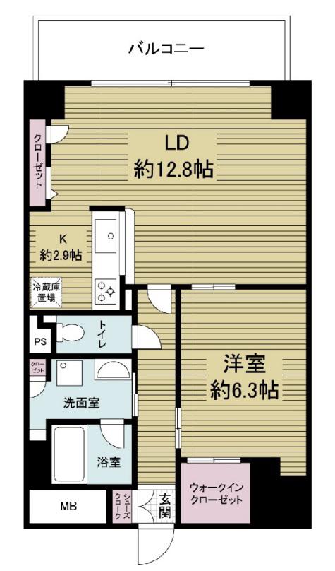 グランルージュ谷町六丁目(1LDK/11階)の間取り写真