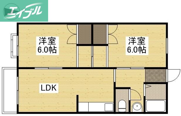田邉ビル(2LDK/5階)の間取り写真