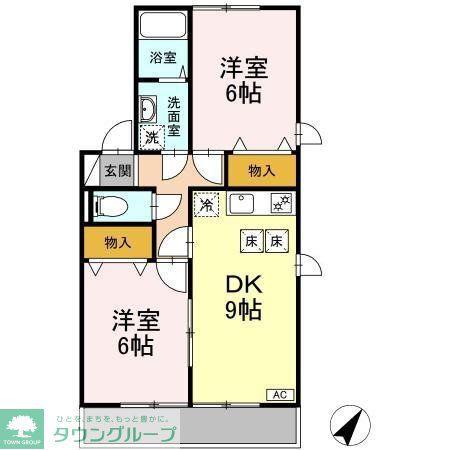 パルシャルマンDE(2DK/1階)の間取り写真