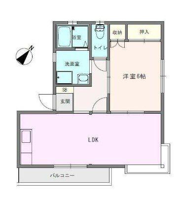 横山ハイツA(1LDK/1階)の間取り写真