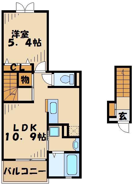 メゾン コリーヌ オギ(1LDK/2階)の間取り写真