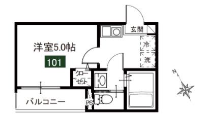 メルディア湊町湊町1丁目(1K/1階)の間取り写真