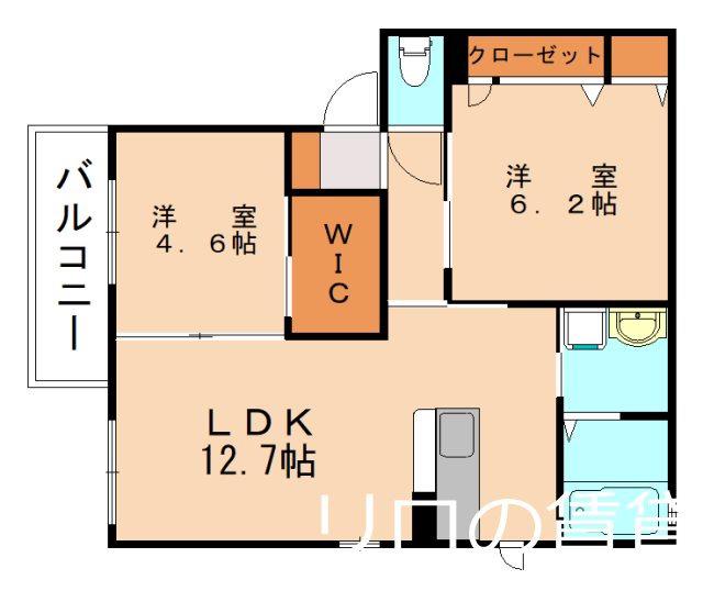 エスポワールT・S B棟(2LDK/2階)の間取り写真
