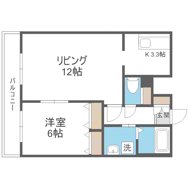 ボランハイツ山の手(1LDK/3階)の間取り写真