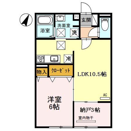 BONOS(1LDK/1階)の間取り写真