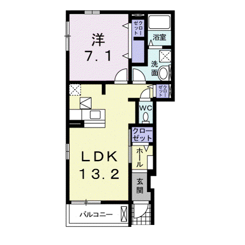 CASA エスポワール(1LDK/1階)の間取り写真