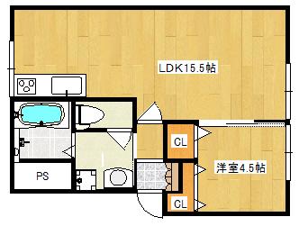 ハイムあつみ(1LDK/3階)の間取り写真