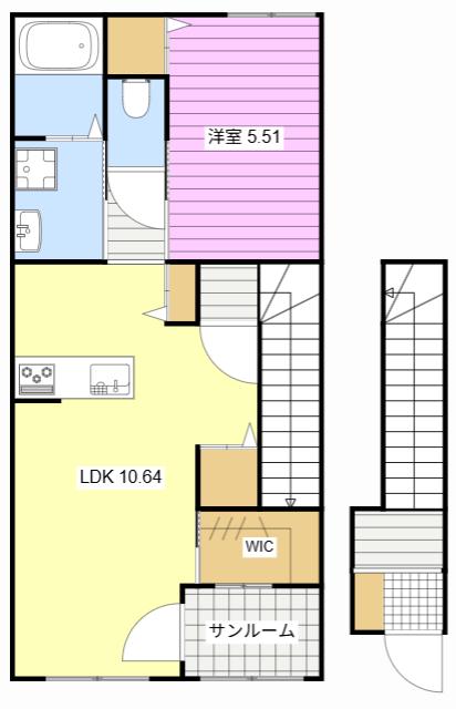 AFC RESIDENCE 磐田中泉(1LDK/2階)の間取り写真