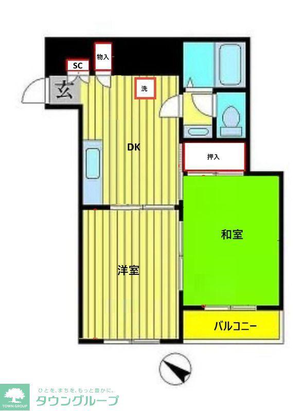 コパーズ・アプト北小金(2DK/1階)の間取り写真