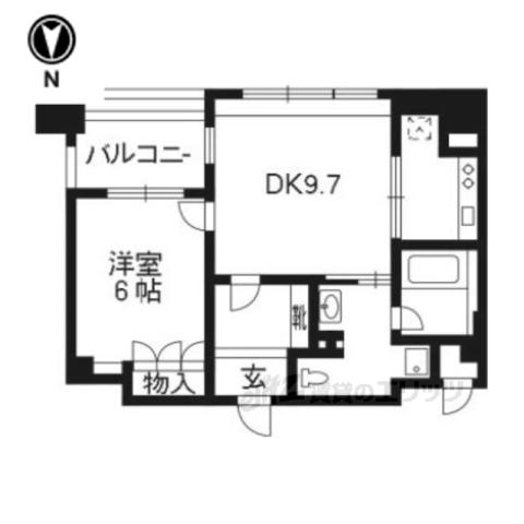リーガル京都烏丸通(1LDK/7階)の間取り写真