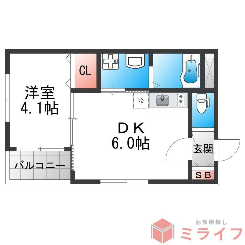 ハーモニーテラス巽南(1DK/1階)の間取り写真