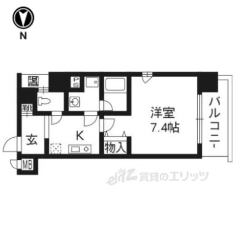 アスヴェル京都市役所前Ⅱ(1K/8階)の間取り写真