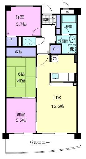 ノイフロイデ(3LDK/3階)の間取り写真