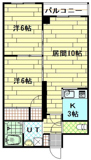 フロンティア高崎(2LDK/4階)の間取り写真