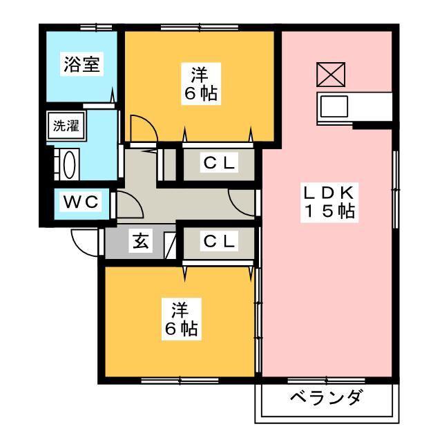 エトワールM A棟(2LDK/1階)の間取り写真