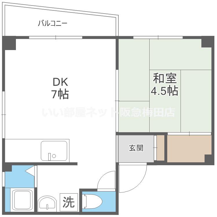 フォンテーヌNO.5(1DK/4階)の間取り写真