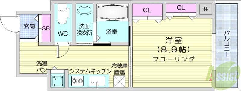 フィットエル仙台一番町(1K/4階)の間取り写真